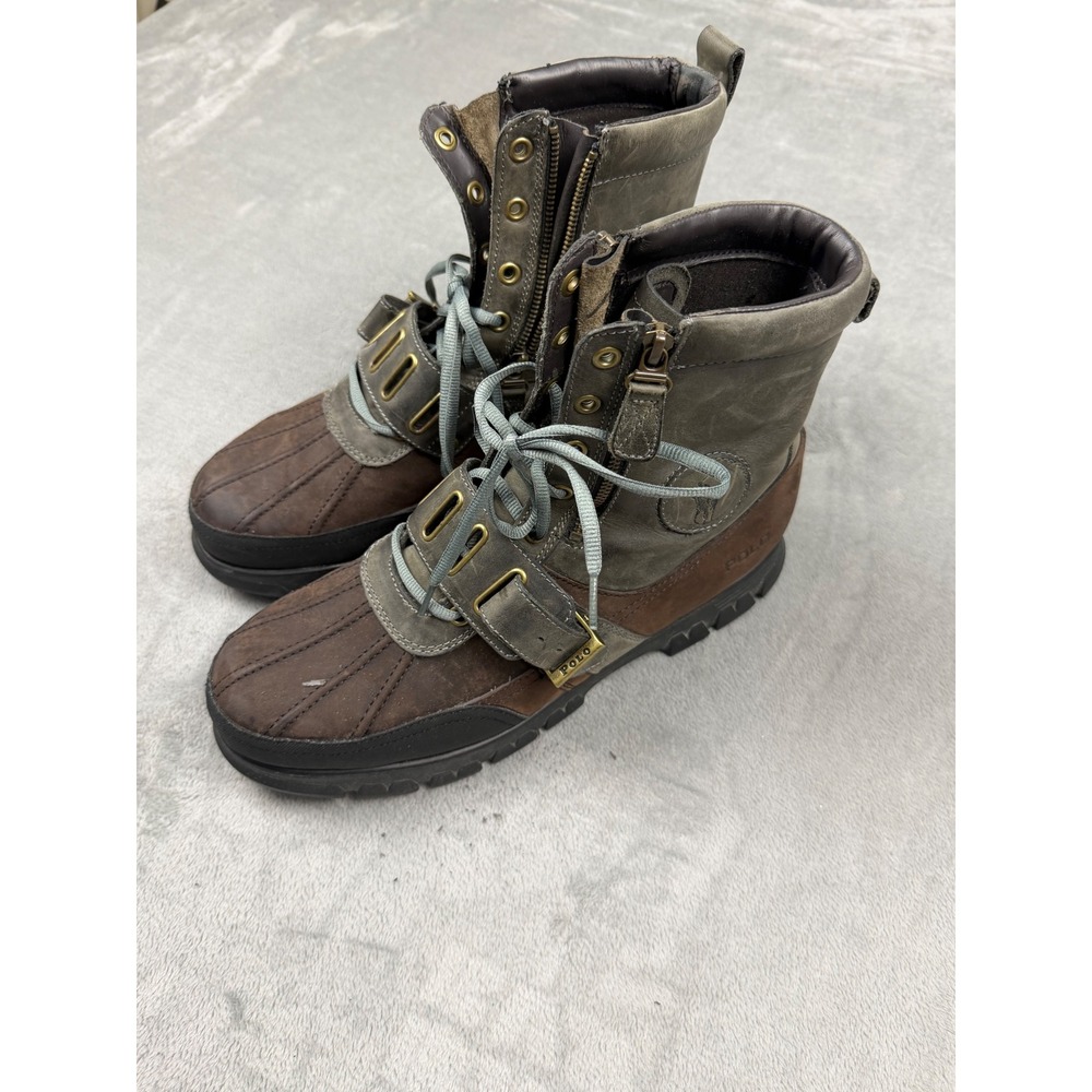 Polo Ralph Lauren Andres Boots Mens 14D Grey Briar Oiled Leather Duck Boots